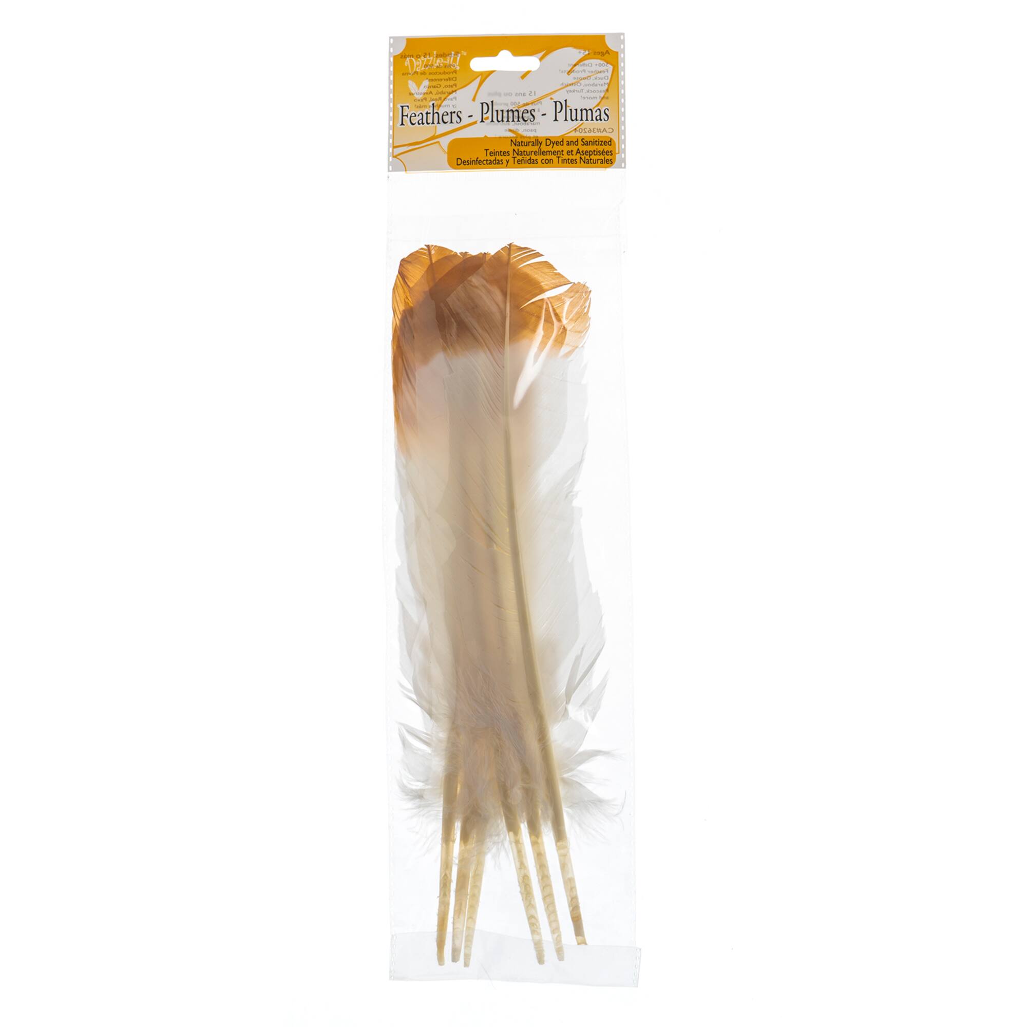 John Bead 12" White & Brown Imitation Eagle Feathers, 18ct.